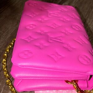 NEW! CUTE Hot Pink Mini Coussin Imprinte Monogram Bag + Crossbody chain